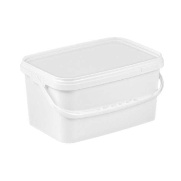 5L Rectangular White Bucket with Lids